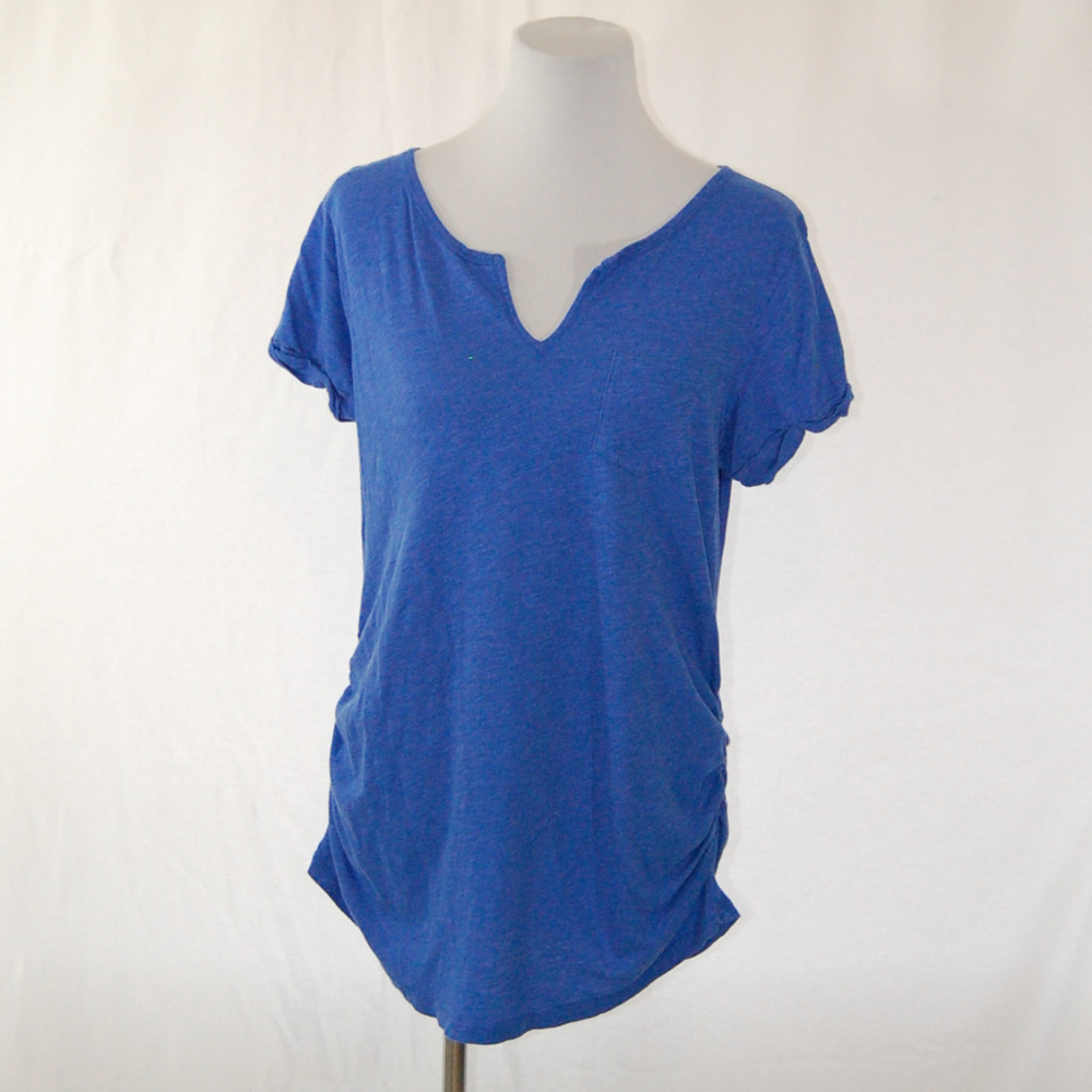 *FREE with purchase* Maternity Blue Notched V-neck Top